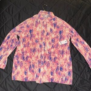 Plisse Multicolor Floral Button Shirt